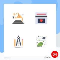 4 iconos creativos, signos y símbolos modernos de música, volumen de construcción, caja de dinero, geometría, elementos de diseño vectorial editables vector