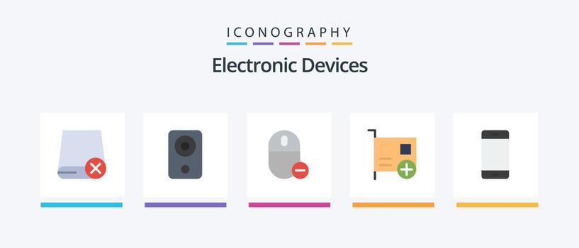 Devices Flat 5 Icon Pack Including computers. add. hardware. remove. hardware. Creative Icons Design vector