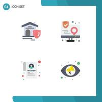 Flat Icon Pack of 4 Universal Symbols of shield institution estate interaction wanted Editable Vector Design Elements