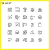 Modern Set of 25 Lines Pictograph of heart beat smart gadget device farming Editable Vector Design Elements