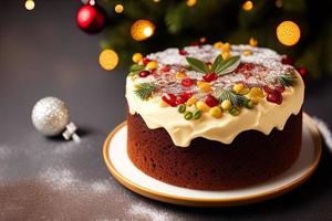 advertising professional food photography close up of a christmas cake photo