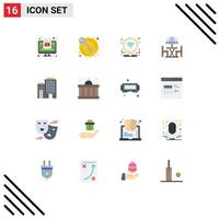 16 iconos creativos, signos y símbolos modernos de la mesa de construcción, check in, cena, hogar, paquete editable de elementos creativos de diseño de vectores. vector