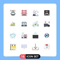 Group of 16 Flat Colors Signs and Symbols for weight medical waiting health signal Editable Pack of Creative Vector Design Elements