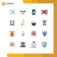 Pack of 16 Modern Flat Colors Signs and Symbols for Web Print Media such as box hose app fire alarm Editable Pack of Creative Vector Design Elements