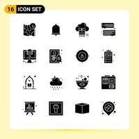 Set of 16 Modern UI Icons Symbols Signs for layers communication sound chat cloud Editable Vector Design Elements