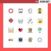 Group of 16 Flat Colors Signs and Symbols for circle goal solution target pay money Editable Pack of Creative Vector Design Elements