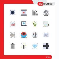 16 User Interface Flat Color Pack of modern Signs and Symbols of business growth transmission bar energy finance Editable Pack of Creative Vector Design Elements