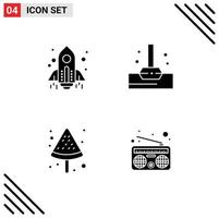 User Interface Pack of 4 Basic Solid Glyphs of rocket summer launch bathroom media Editable Vector Design Elements