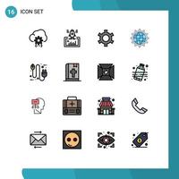 Set of 16 Modern UI Icons Symbols Signs for optimization seo startup globe setting Editable Creative Vector Design Elements