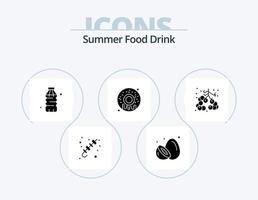 verano comida bebida glifo icono paquete 5 icono diseño. bayas. dulce. kiwi. alimento. alimento vector