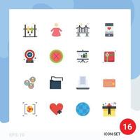 Modern Set of 16 Flat Colors and symbols such as time location river geo smartphone Editable Pack of Creative Vector Design Elements