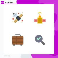 Set of 4 Commercial Flat Icons pack for communication holiday satellite navigation travel Editable Vector Design Elements