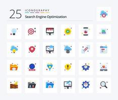 Seo 25 Flat Color icon pack including seo. marketing. online. rating. quality vector