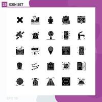 Modern Set of 25 Solid Glyphs Pictograph of interface finance arms calculator accounting Editable Vector Design Elements