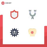 4 Universal Flat Icon Signs Symbols of defense pencil mechanical plumbing control Editable Vector Design Elements