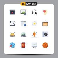 Universal Icon Symbols Group of 16 Modern Flat Colors of genetics biology headphones target games Editable Pack of Creative Vector Design Elements