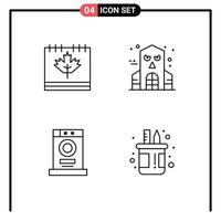 Mobile Interface Line Set of 4 Pictograms of autumn dryer day haunted machine Editable Vector Design Elements