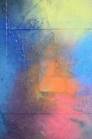 A large fragment of the graffiti pattern applied to the wall with aerosol paint. The gradient between several colors is carried out by spraying the paint. Abstract background image photo