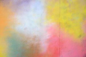A large fragment of the graffiti pattern applied to the wall with aerosol paint. The gradient between several colors is carried out by spraying the paint. Abstract background image photo