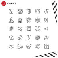 Group of 25 Modern Lines Set for food barbecue artwork like favorite Editable Vector Design Elements