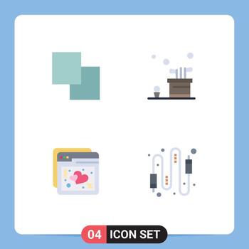 Pack of 4 Modern Flat Icons Signs and Symbols for Web Print Media such as copy love bag game web Editable Vector Design Elements