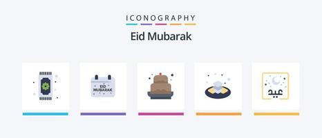 Eid Mubarak Flat 5 Icon Pack Including gift. sweet. celebration. eid. celebration. Creative Icons Design vector