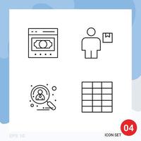 4 Line concept for Websites Mobile and Apps business shipment money body candidate Editable Vector Design Elements