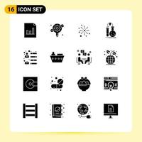 Universal Icon Symbols Group of 16 Modern Solid Glyphs of lab chemistry boom testing festival Editable Vector Design Elements