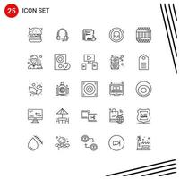 el paquete de iconos vectoriales de stock de 25 signos y símbolos de línea para los periódicos de auriculares ayuda al mercado de periódicos elementos de diseño vectorial editables vector