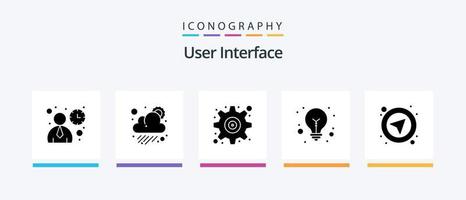 paquete de iconos de glifo 5 de interfaz de usuario que incluye selección. interfaz. engranaje. consejos. idea. diseño de iconos creativos vector