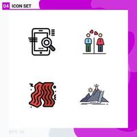 Modern Set of 4 Filledline Flat Colors and symbols such as search girl seo women food Editable Vector Design Elements