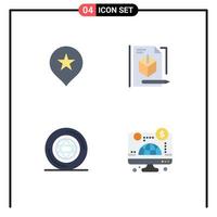 4 Thematic Vector Flat Icons and Editable Symbols of location pentacle file technology computer Editable Vector Design Elements