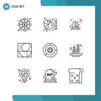 Set of 9 Modern UI Icons Symbols Signs for business proportion alert perfection siren Editable Vector Design Elements