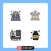 Filledline Flat Color Pack of 4 Universal Symbols of battery calculator battery building interface Editable Vector Design Elements