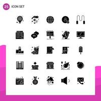 User Interface Pack of 25 Basic Solid Glyphs of sport rope world twitter add Editable Vector Design Elements