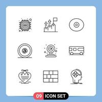 Pack of 9 creative Outlines of cctv id marketing email tit Editable Vector Design Elements