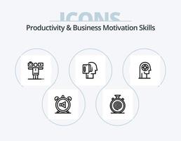 productividad y habilidades de motivación empresarial línea icon pack 5 diseño de iconos. enfocar. flecha. mundo. lento. flujo vector