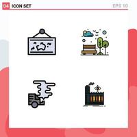 Set of 4 Modern UI Icons Symbols Signs for frame automobile photo city emission Editable Vector Design Elements