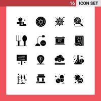 Pack of 16 creative Solid Glyphs of gadget computers business solution spoon baby Editable Vector Design Elements