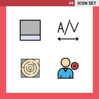 4 User Interface Filledline Flat Color Pack of modern Signs and Symbols of grid delete tracking labyrinth user Editable Vector Design Elements