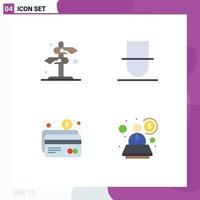 Pack of 4 Modern Flat Icons Signs and Symbols for Web Print Media such as board atm checkmark human card Editable Vector Design Elements