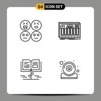 Stock Vector Icon Pack of 4 Line Signs and Symbols for emojis knowledge controller midi education Editable Vector Design Elements