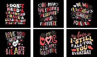 paquete de diseño de camisetas del día de san valentín. gráficos vectoriales del día de san valentín. diseño de camiseta de tipografía del día de san valentín