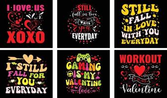 Valentine's day T-shirt Design Bundle. Valentine's day Vector Graphics. Valentine's day Typography t-shirt design