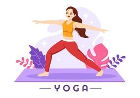 Yoga and Meditation Practices Illustration with Health Benefits of the Body for Web Banner or Landing Page in Flat Cartoon Hand Drawn Templates vector