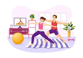 ilustración de prácticas de yoga y meditación con beneficios para la salud del cuerpo para banner web o página de inicio en plantillas planas dibujadas a mano de dibujos animados vector