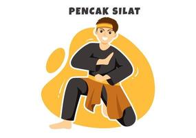 ilustración de pencak silat sport con personas que posan como artista marcial de indonesia para banner web o página de destino en plantillas planas dibujadas a mano de dibujos animados vector