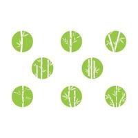 Bamboo with green leaf logo ilustration vector template