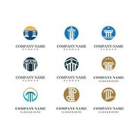 Ancient Pillar Columns Greek Rome Athens Historical Building logo design vector