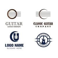 Cruz de guitarra música banda emblema sello diseño de logotipo retro vintage vector